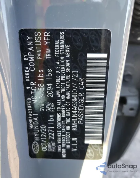 2021 Hyundai Elantra Sel из США, поврежденный, VIN KMHLN4AG3MU074721